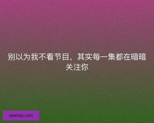 别以为我不看节目,其实每一集都在暗暗关注你 别以为我不看节目,其实每一集都在暗暗关注你