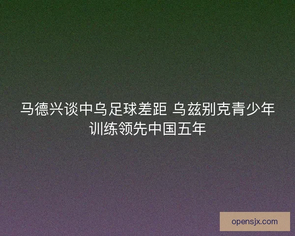 马德兴谈中乌足球差距 乌兹别克青少年训练领先中国五年
