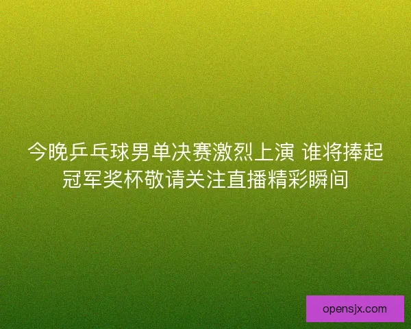 今晚乒乓球男单决赛激烈上演 谁将捧起冠军奖杯敬请关注直播精彩瞬间